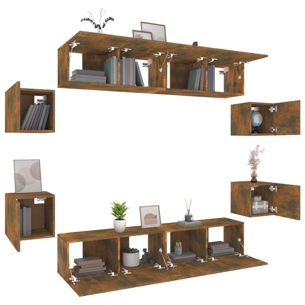 Ensemble de meubles TV 8 pcs Chêne fumé Bois d'ingénierie - XIOS