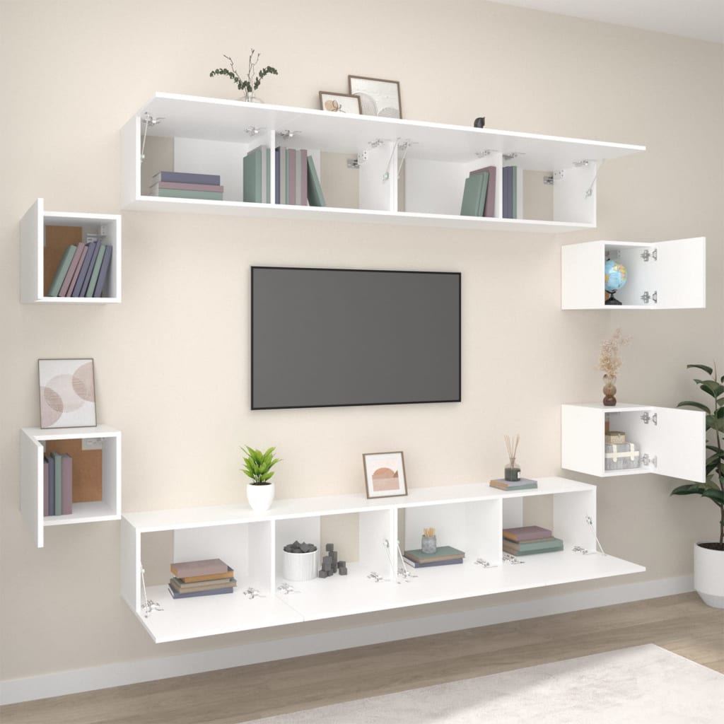 Ensemble de meubles TV 8 pcs Blanc Bois d'ingénierie - XIOS