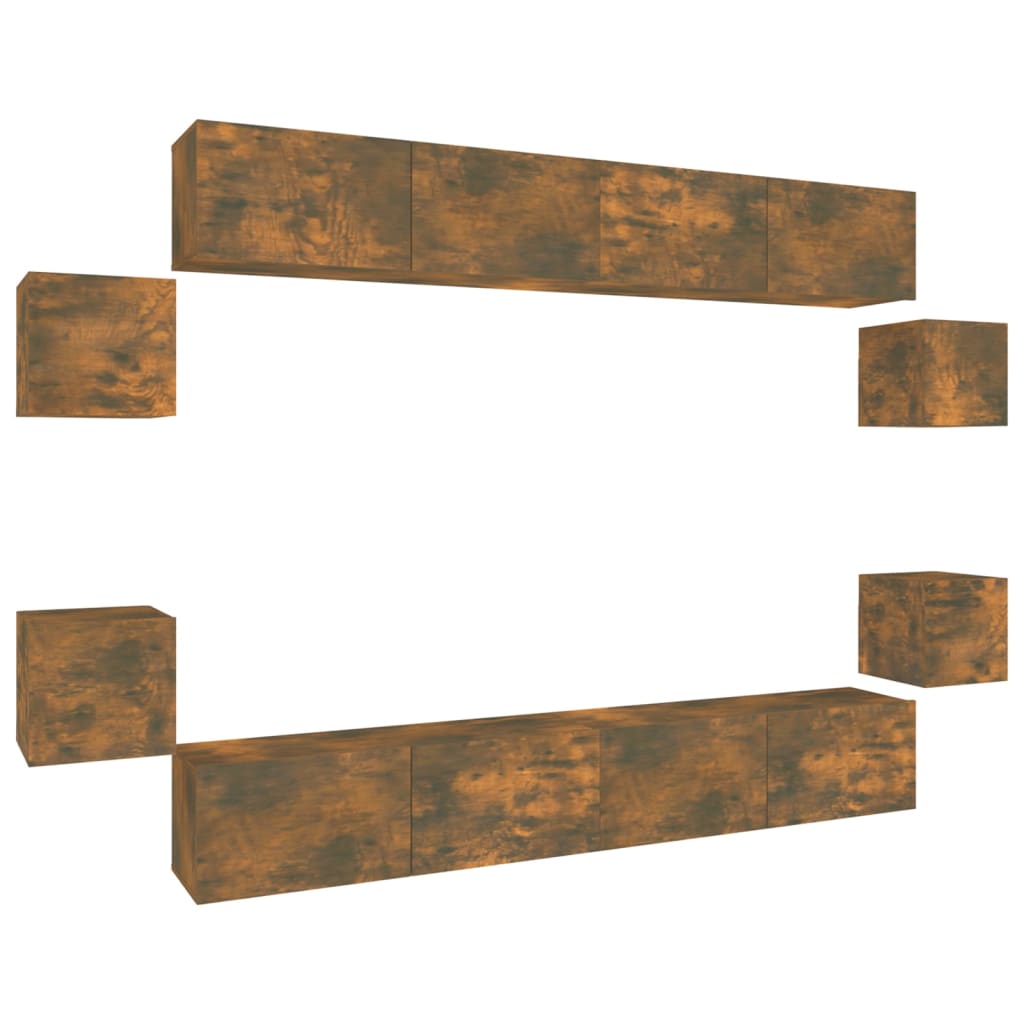 Ensemble de meubles TV 8 pcs Chêne fumé Bois d'ingénierie - XIOS