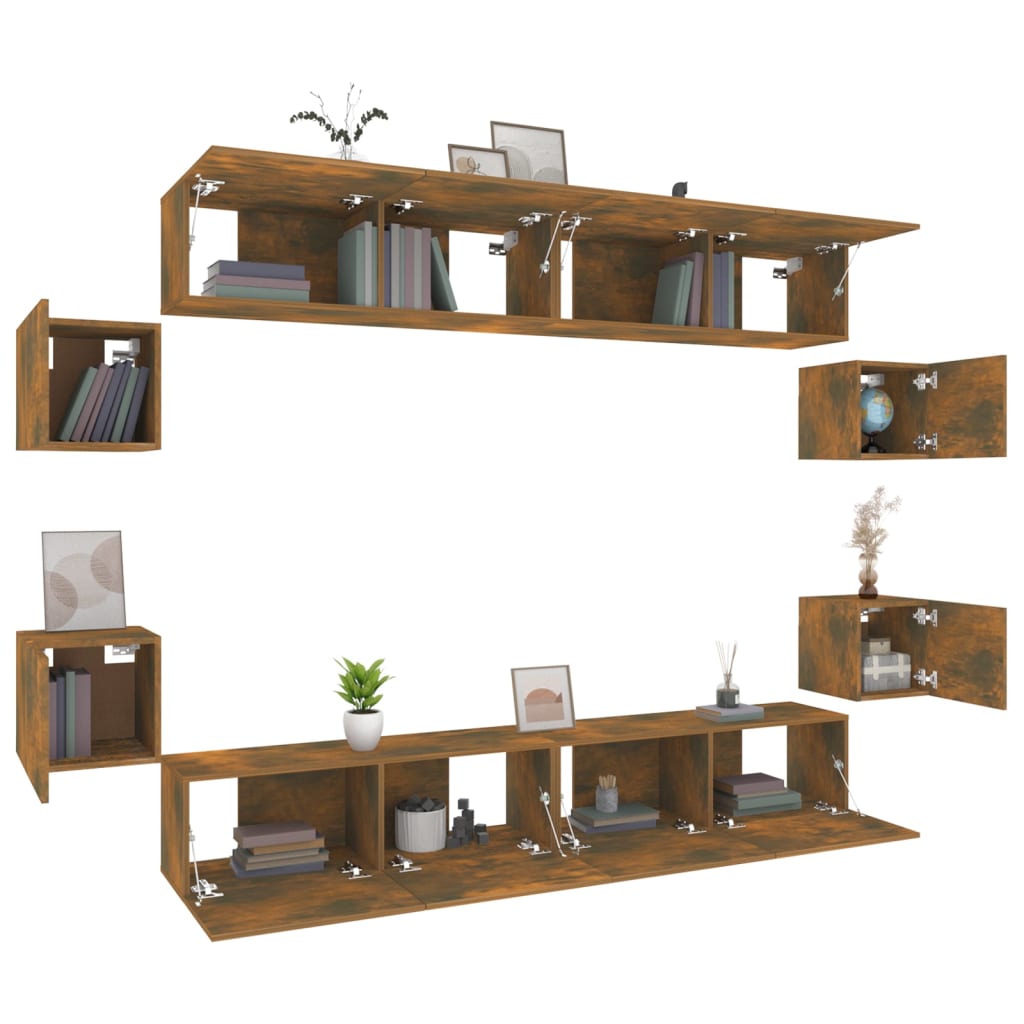 Ensemble de meubles TV 8 pcs Chêne fumé Bois d'ingénierie - XIOS