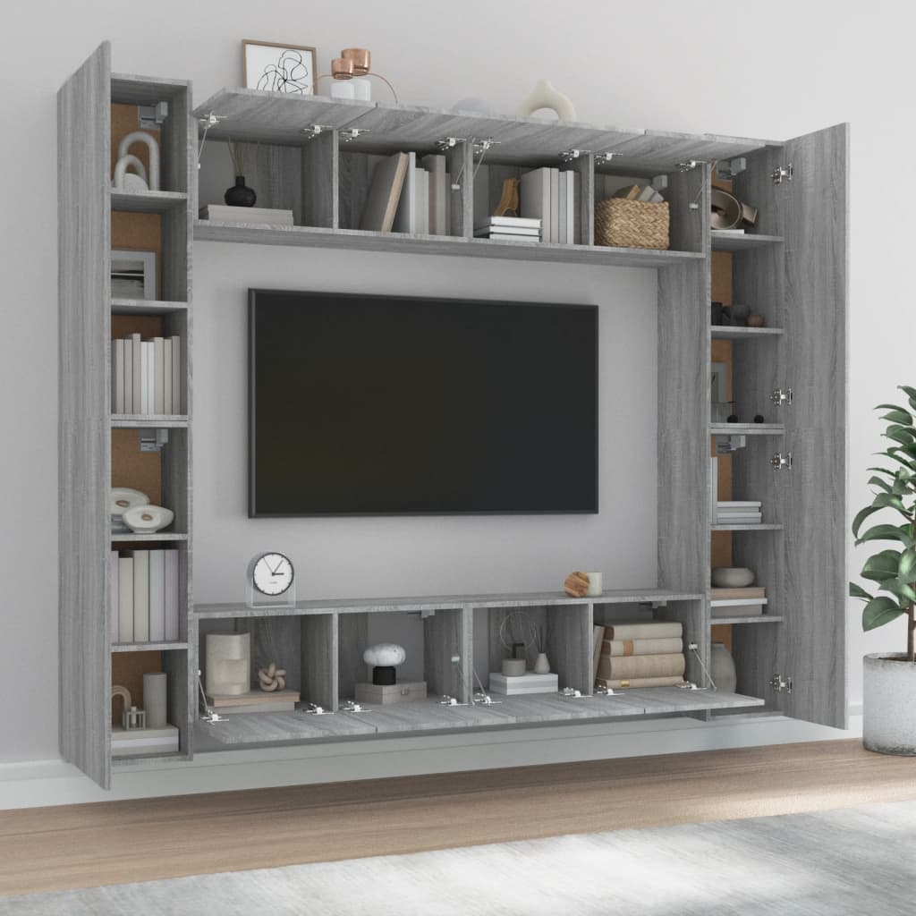 Ensemble de meubles TV 8 pcs Sonoma gris Bois d'ingénierie - XIOS