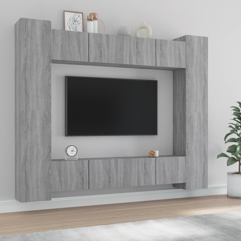Ensemble de meubles TV 8 pcs Sonoma gris Bois d'ingénierie - XIOS
