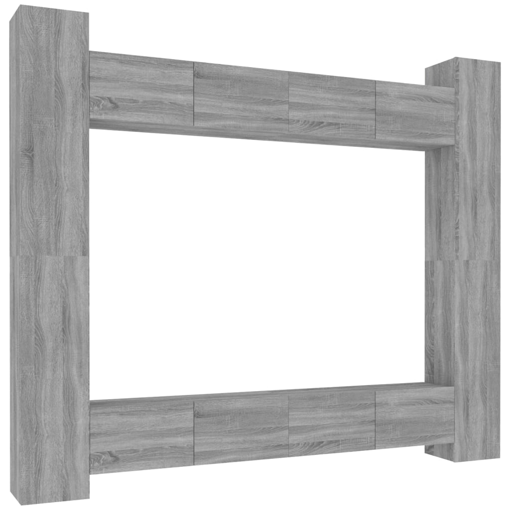 Ensemble de meubles TV 8 pcs Sonoma gris Bois d'ingénierie Meubles TV vidaXL   