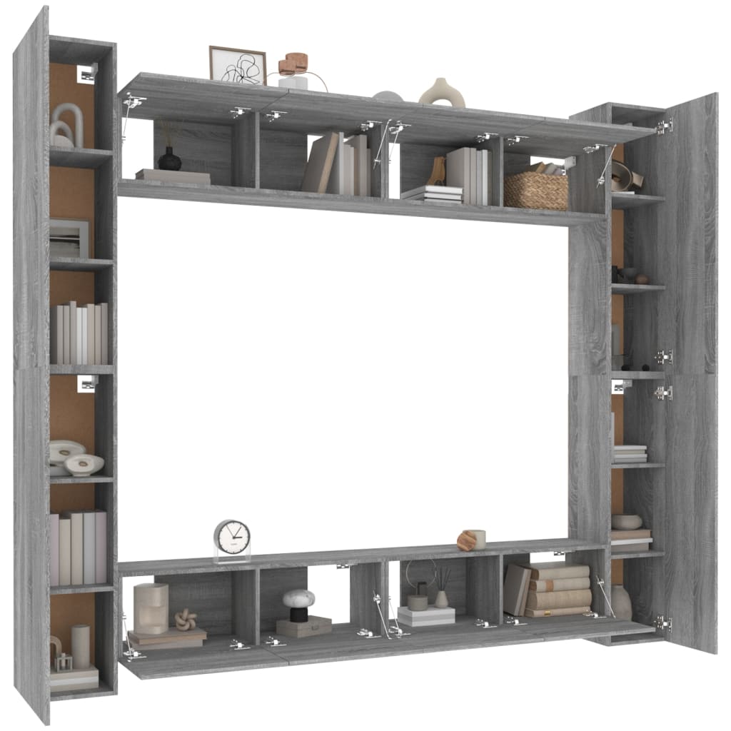 Ensemble de meubles TV 8 pcs Sonoma gris Bois d'ingénierie Meubles TV vidaXL   