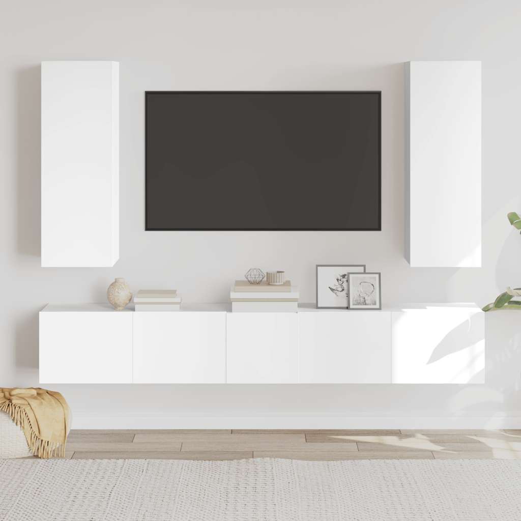 Ensemble de meubles TV 5 pcs Blanc Bois d'ingénierie - XIOS