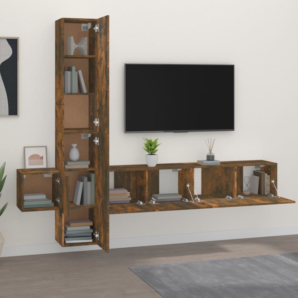 Ensemble de meubles TV 5 pcs Chêne fumé Bois d'ingénierie - XIOS