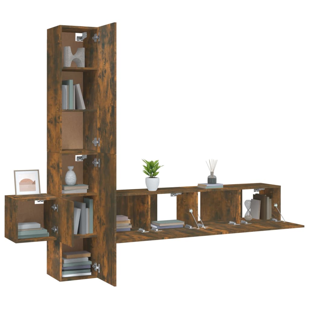 Ensemble de meubles TV 5 pcs Chêne fumé Bois d'ingénierie - XIOS