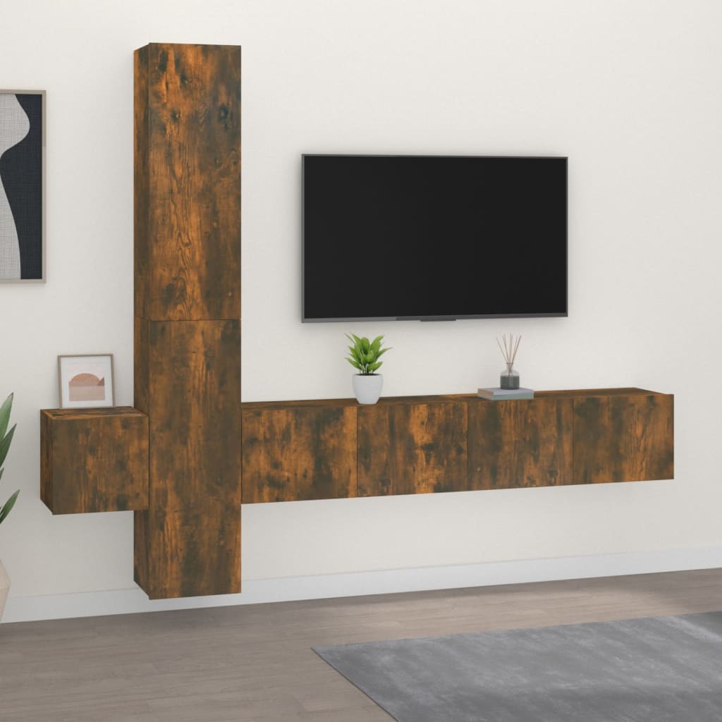 Ensemble de meubles TV 5 pcs Chêne fumé Bois d'ingénierie - XIOS