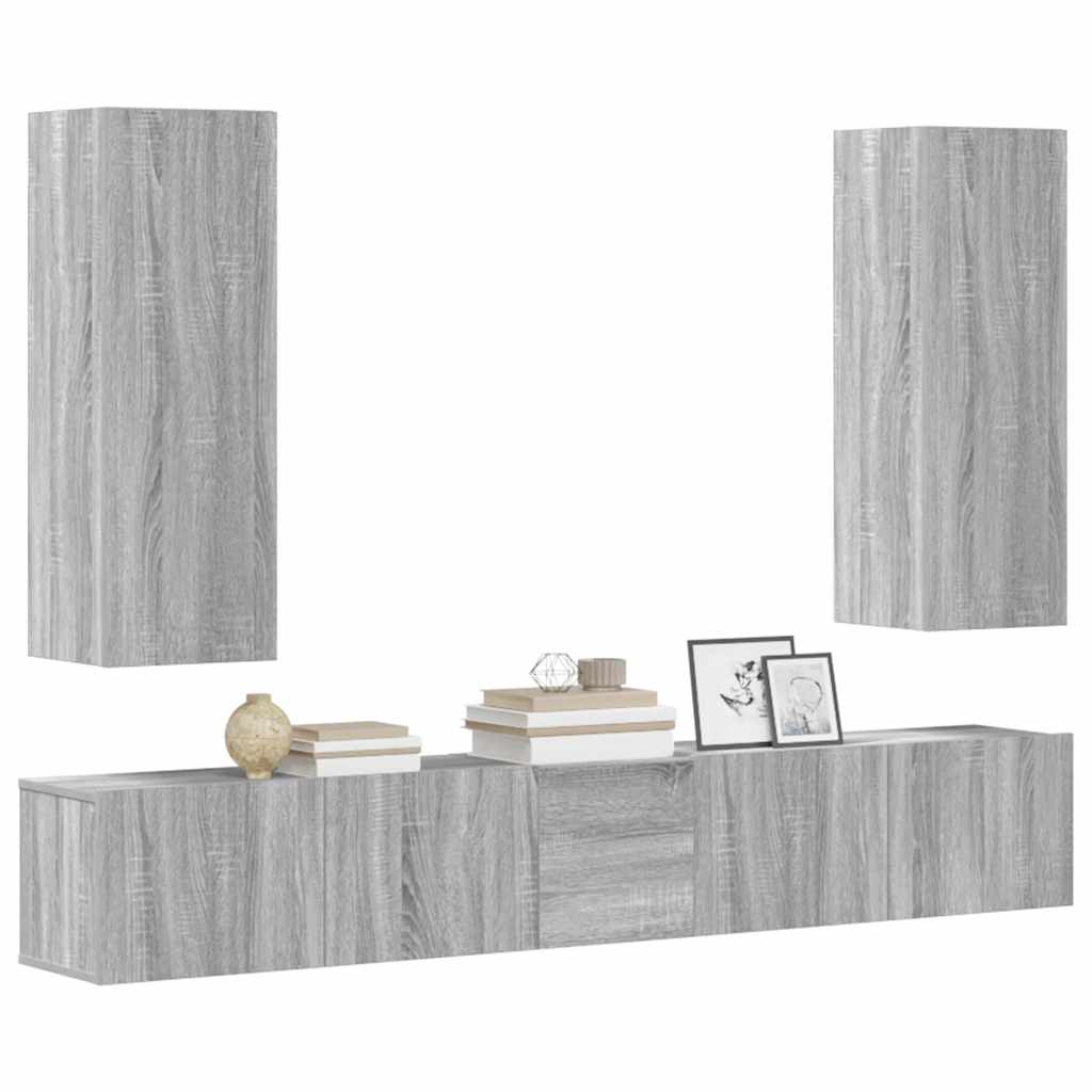 Ensemble de meubles TV 5 pcs Sonoma gris Bois d'ingénierie - XIOS