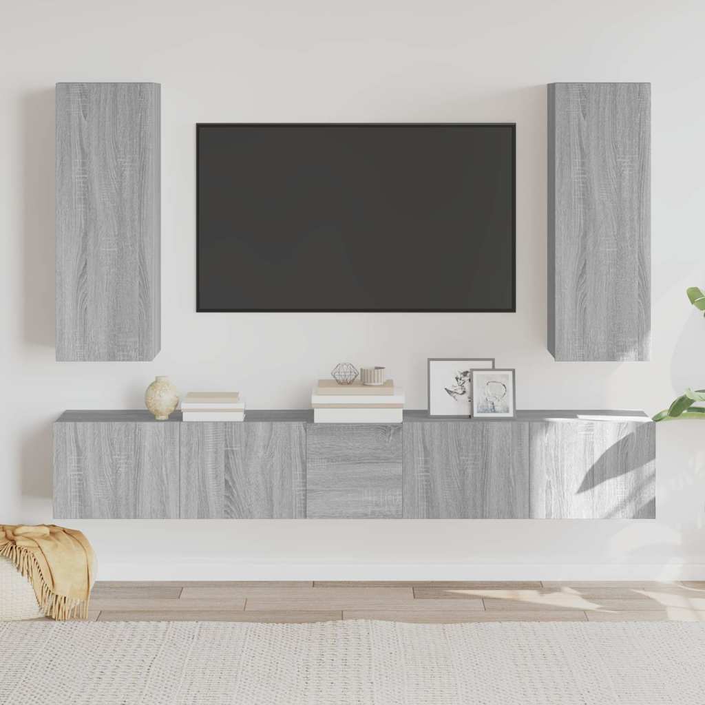 Ensemble de meubles TV 5 pcs Sonoma gris Bois d'ingénierie - XIOS
