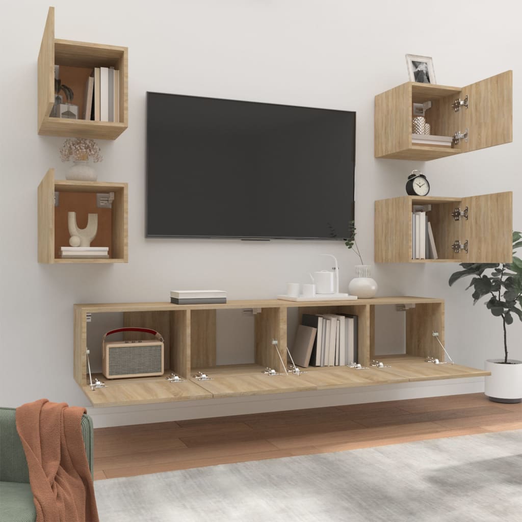 Ensemble de meubles TV 6 pcs Chêne sonoma Bois d'ingénierie - XIOS
