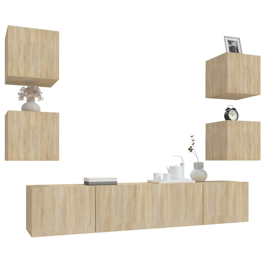 Ensemble de meubles TV 6 pcs Chêne sonoma Bois d'ingénierie - XIOS