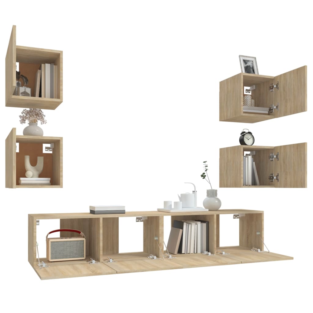 Ensemble de meubles TV 6 pcs Chêne sonoma Bois d'ingénierie - XIOS
