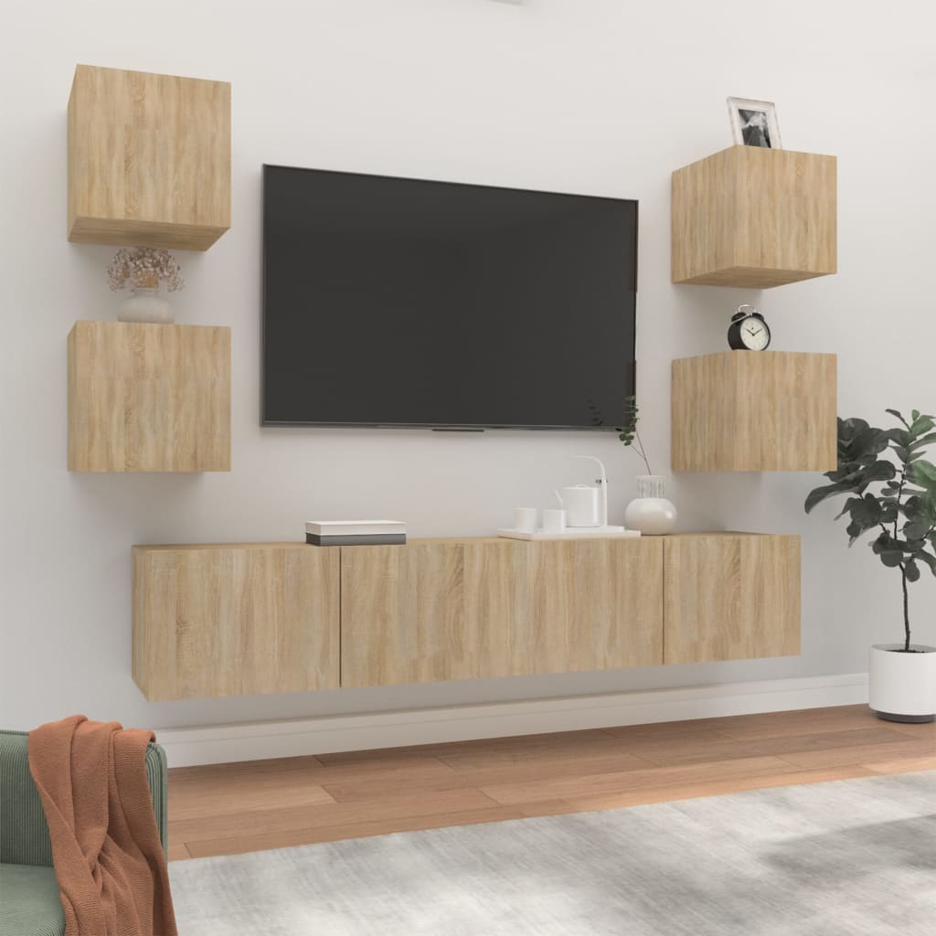 Ensemble de meubles TV 6 pcs Chêne sonoma Bois d'ingénierie - XIOS