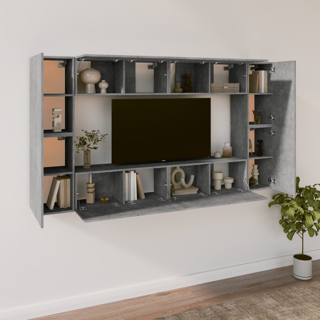 Ensemble de meubles TV 8 pcs Gris béton Bois d'ingénierie - XIOS