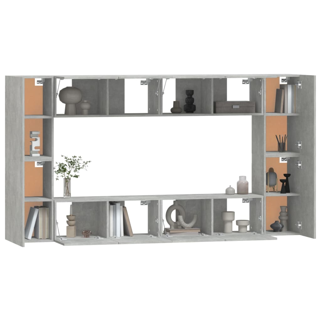 Ensemble de meubles TV 8 pcs Gris béton Bois d'ingénierie - XIOS