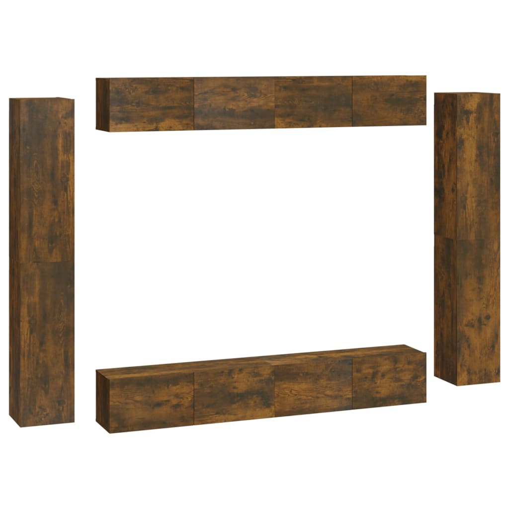 Ensemble de meubles TV 8 pcs Chêne fumé Bois d'ingénierie - XIOS