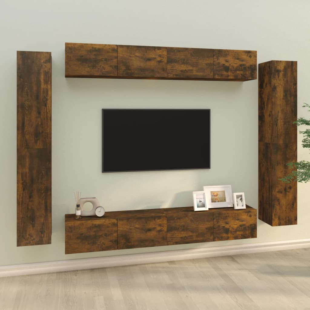Ensemble de meubles TV 8 pcs Chêne fumé Bois d'ingénierie - XIOS