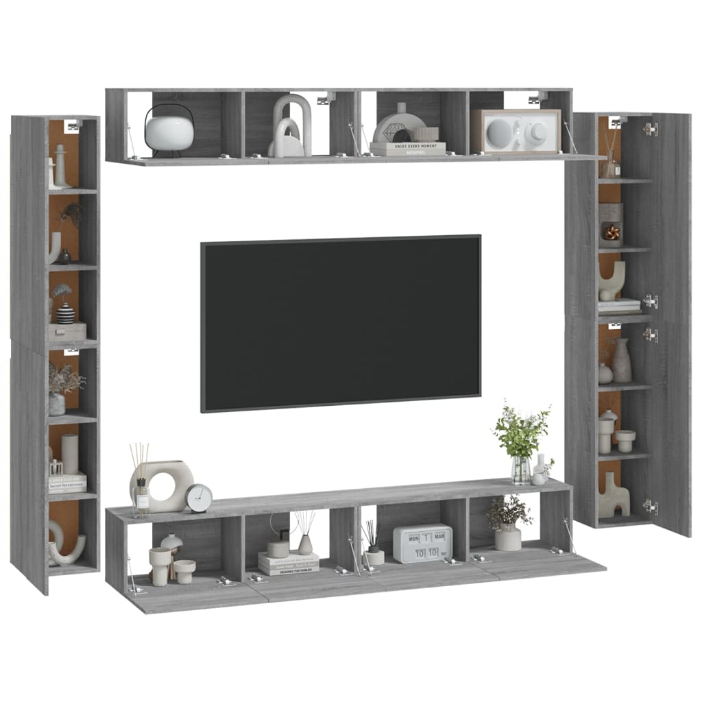 Ensemble de meubles TV 8 pcs Sonoma gris Bois d'ingénierie - XIOS