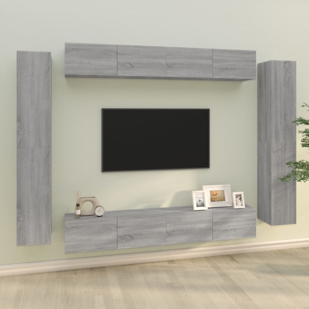 Ensemble de meubles TV 8 pcs Sonoma gris Bois d'ingénierie - XIOS
