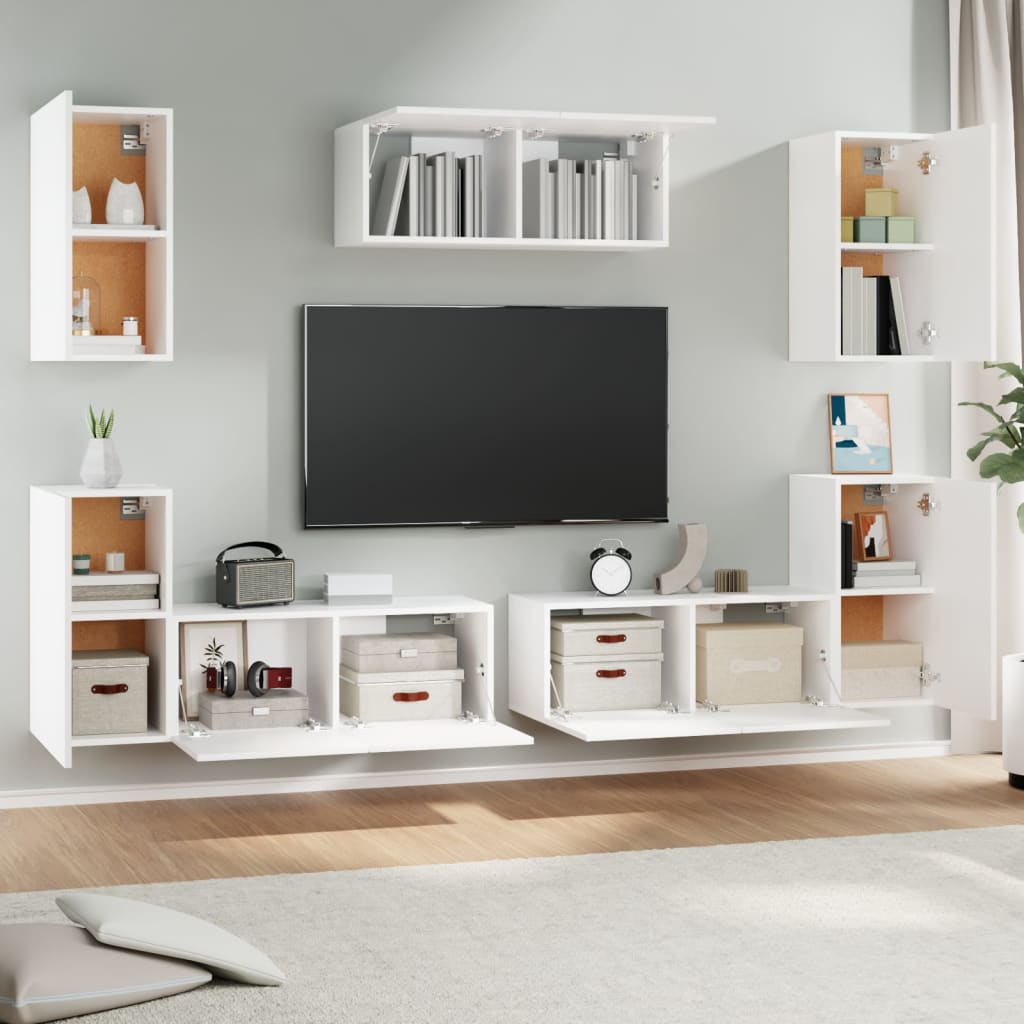 Ensemble de meubles TV 7 pcs Blanc Bois d'ingénierie - XIOS