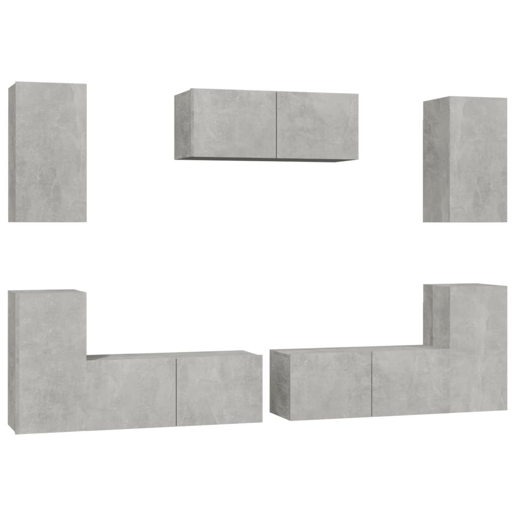 Ensemble de meubles TV 7 pcs Gris béton Bois d'ingénierie - XIOS
