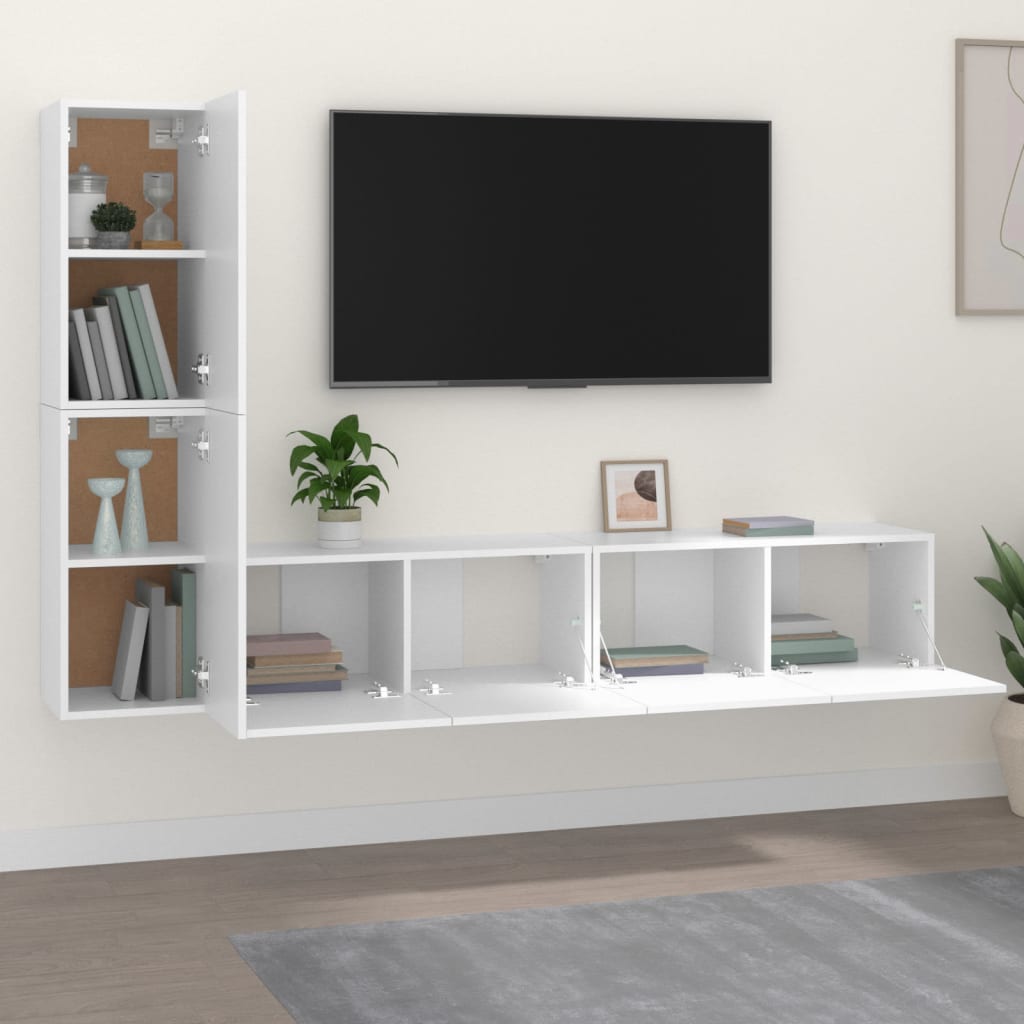 Ensemble de meubles TV 4 pcs Blanc Bois d'ingénierie - XIOS