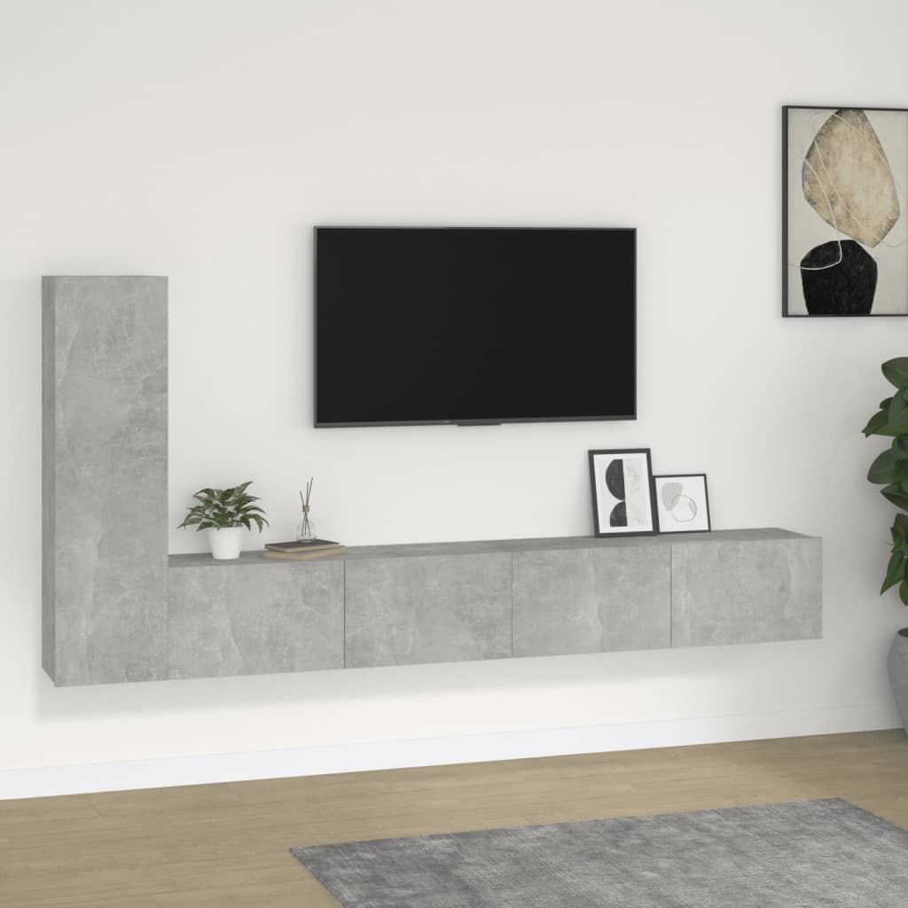 Ensemble de meubles TV 3 pcs Gris béton Bois d'ingénierie - XIOS