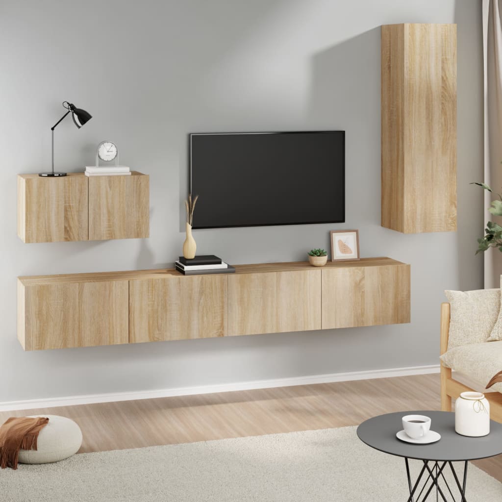 Ensemble de meubles TV 4 pcs Chêne sonoma Bois d'ingénierie - XIOS