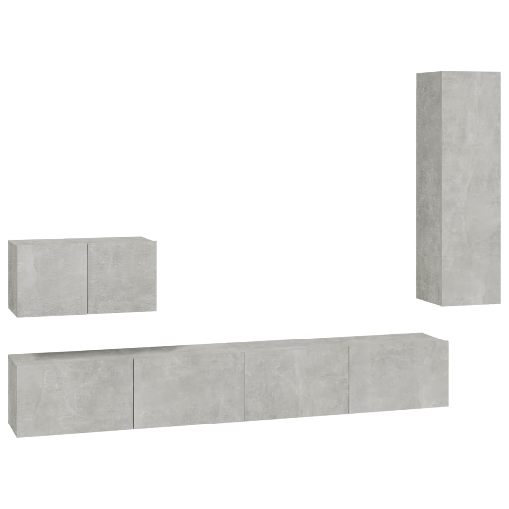 Ensemble de meubles TV 4 pcs Gris béton Bois d'ingénierie - XIOS