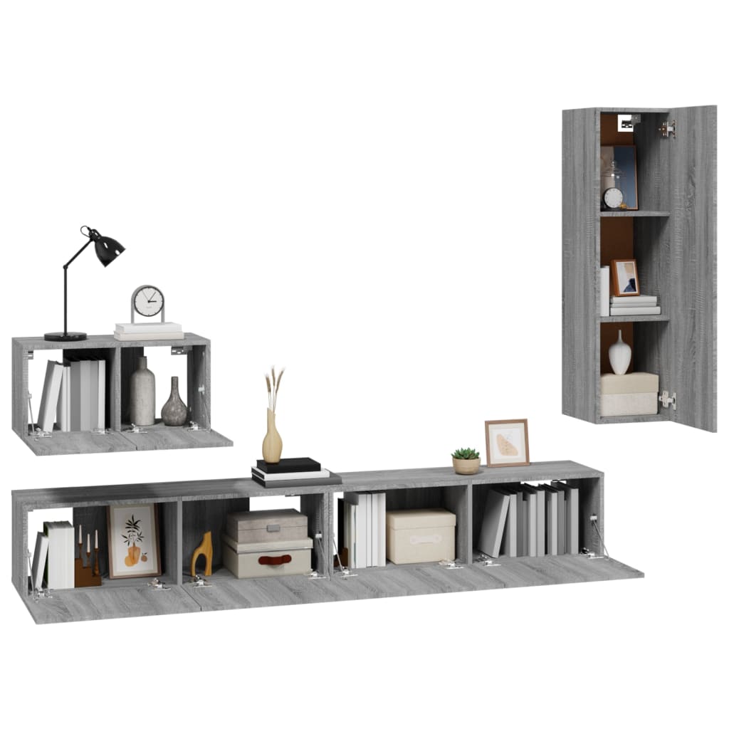 Ensemble de meubles TV 4 pcs Sonoma gris Bois d'ingénierie - XIOS