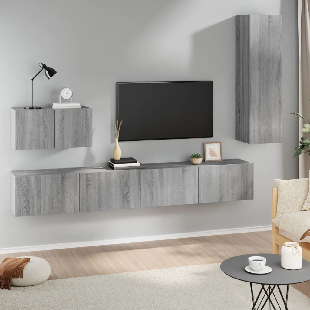 Ensemble de meubles TV 4 pcs Sonoma gris Bois d'ingénierie - XIOS