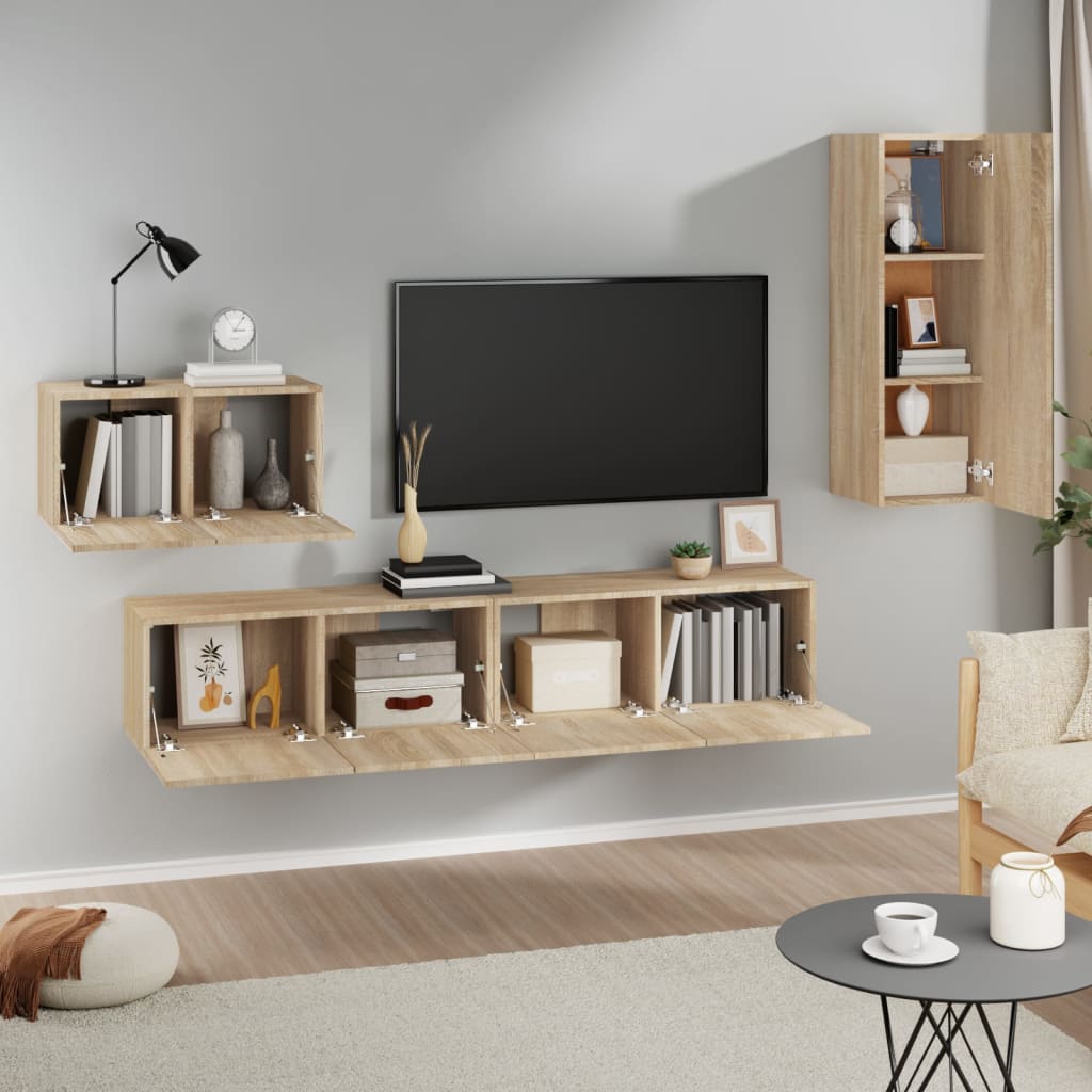 Ensemble de meubles TV 4 pcs Chêne sonoma Bois d'ingénierie - XIOS