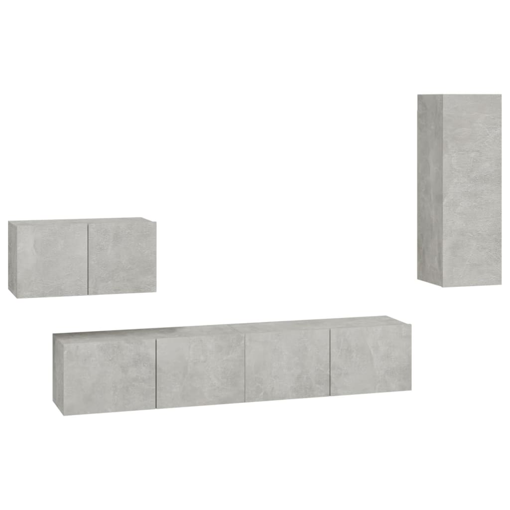 Ensemble de meubles TV 4 pcs Gris béton Bois d'ingénierie - XIOS