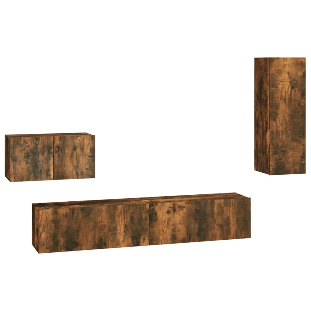 Ensemble de meubles TV 4 pcs Chêne fumé Bois d'ingénierie - XIOS