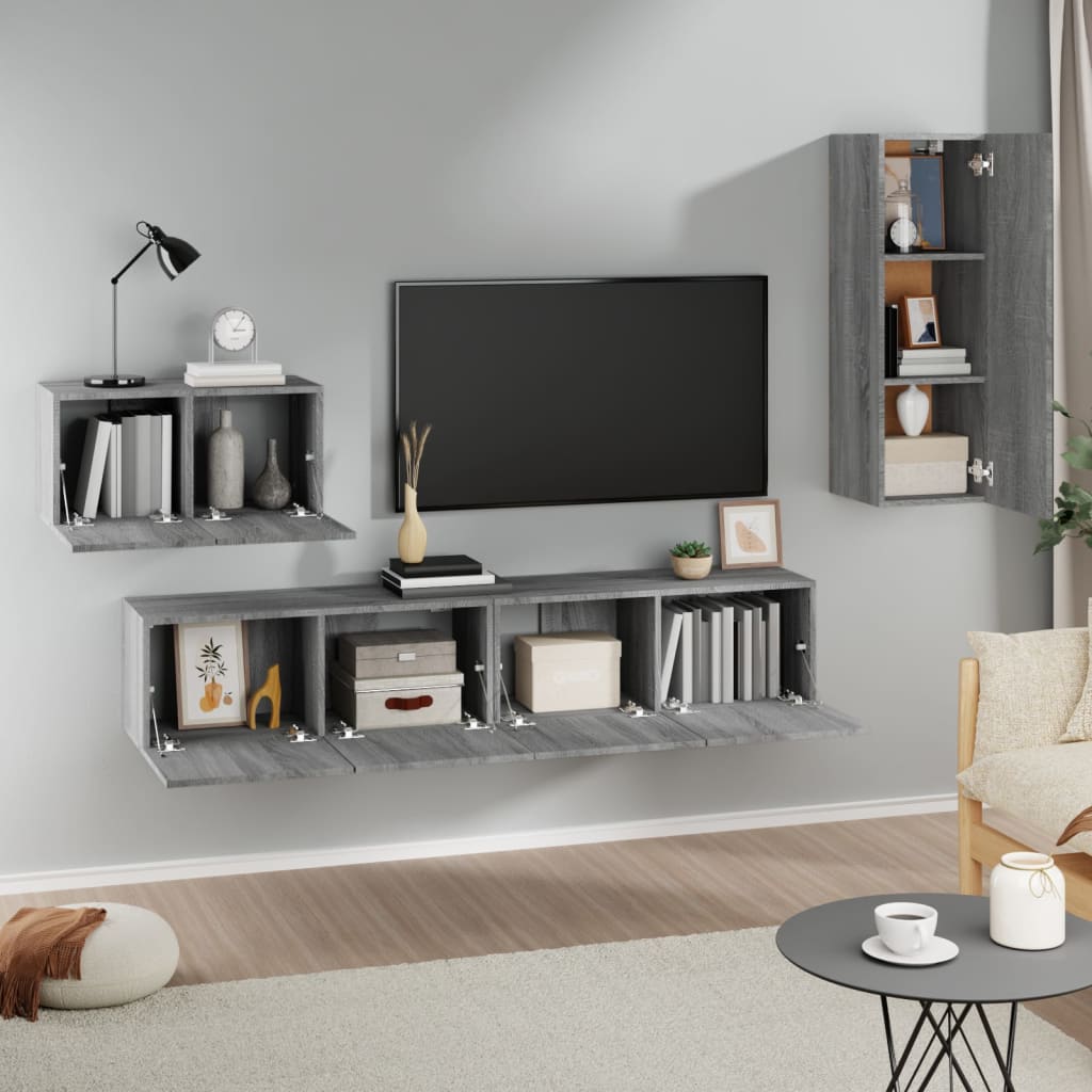 Ensemble de meubles TV 4 pcs Sonoma gris Bois d'ingénierie - XIOS