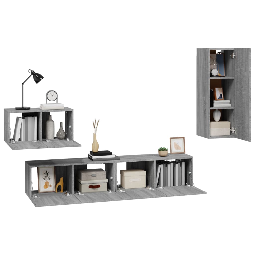 Ensemble de meubles TV 4 pcs Sonoma gris Bois d'ingénierie - XIOS