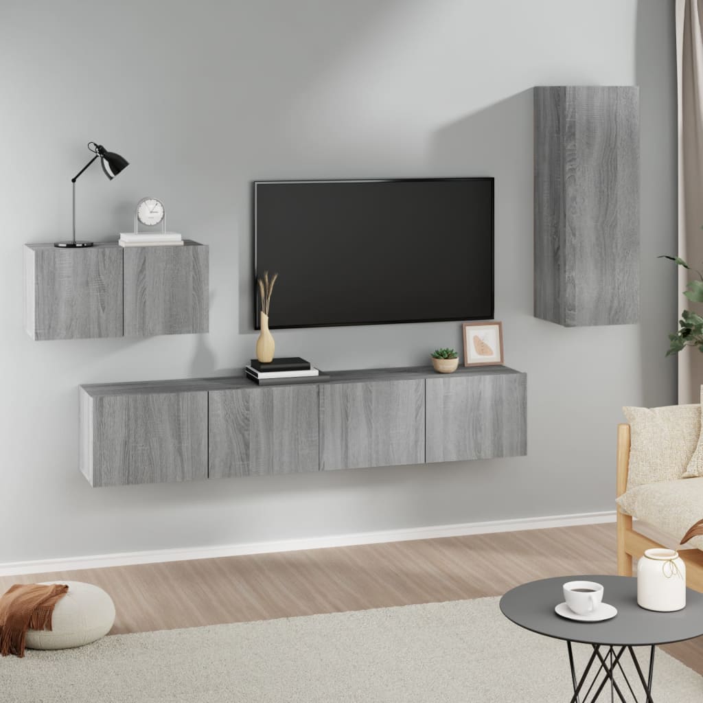 Ensemble de meubles TV 4 pcs Sonoma gris Bois d'ingénierie - XIOS
