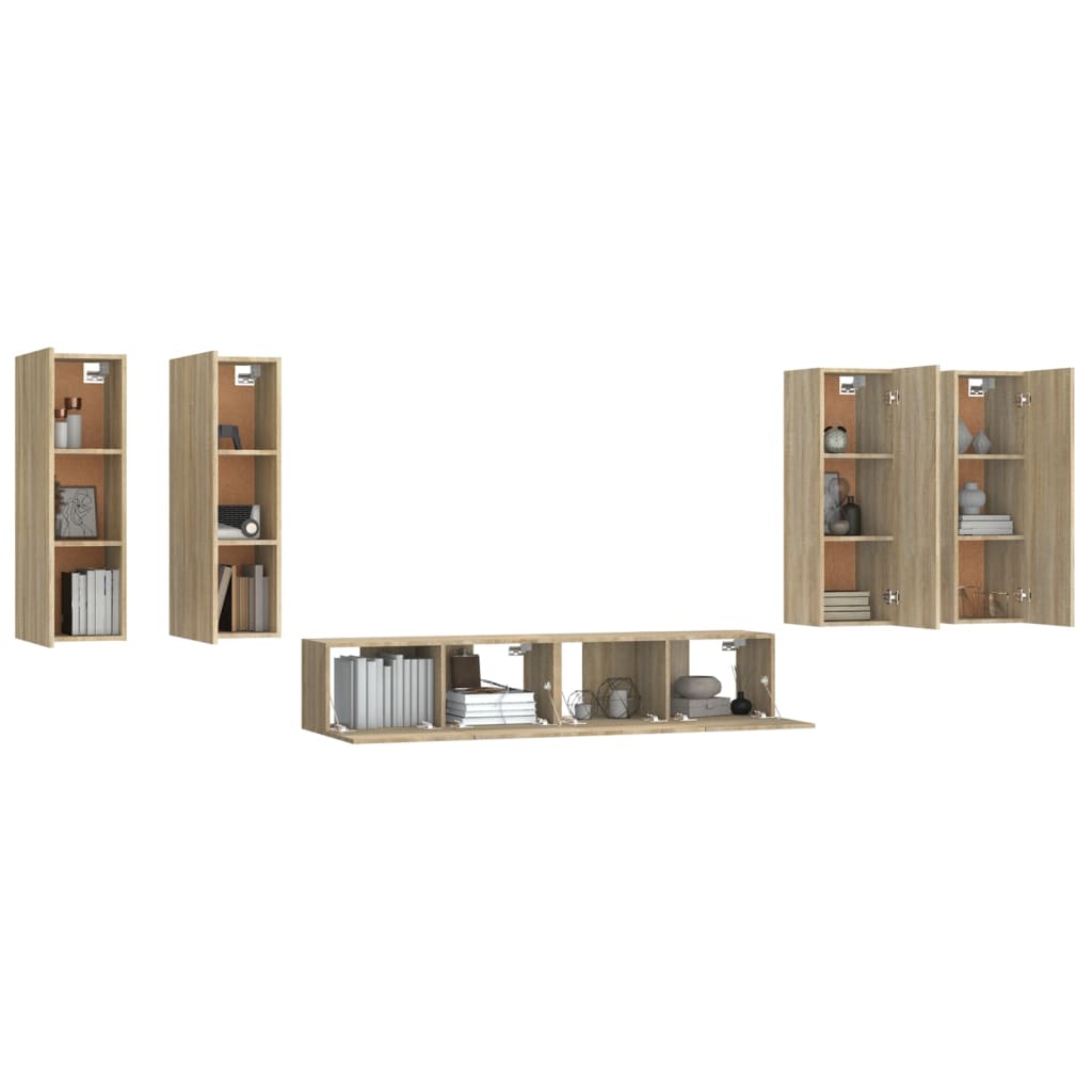 Ensemble de meubles TV 6 pcs Chêne sonoma Bois d'ingénierie - XIOS