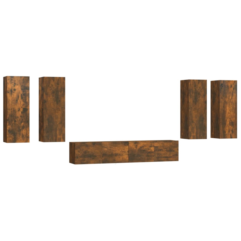 Ensemble de meubles TV 6 pcs Chêne fumé Bois d'ingénierie Meubles TV vidaXL