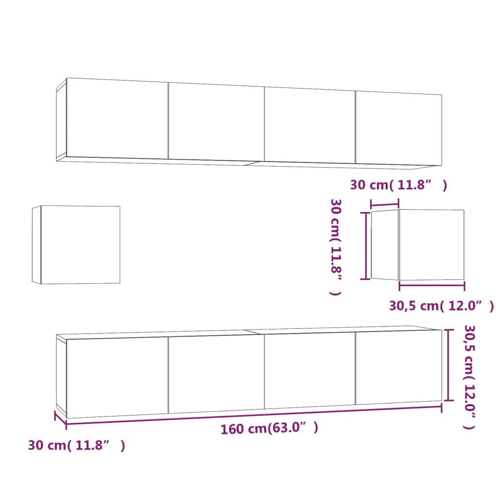 Ensemble de meubles TV 6 pcs Blanc Bois d'ingénierie - XIOS