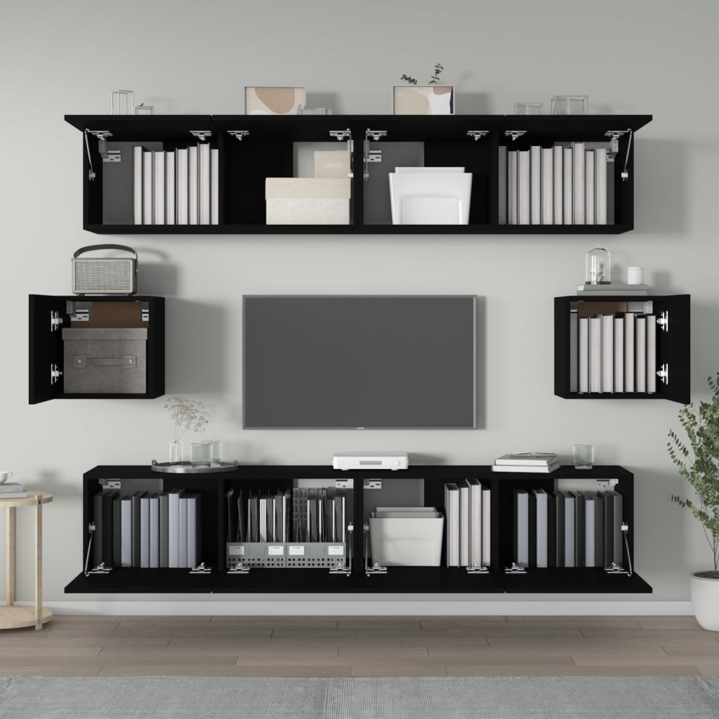 Ensemble de meubles TV 6 pcs Noir Bois d'ingénierie - XIOS