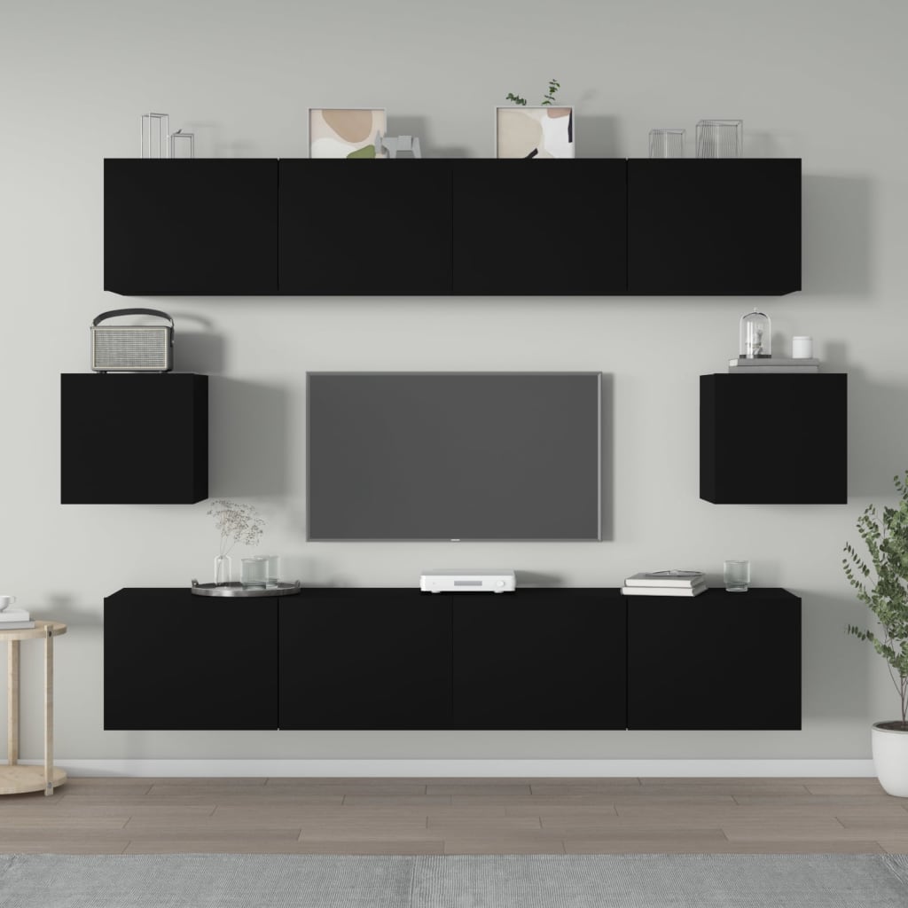 Ensemble de meubles TV 6 pcs Noir Bois d'ingénierie - XIOS