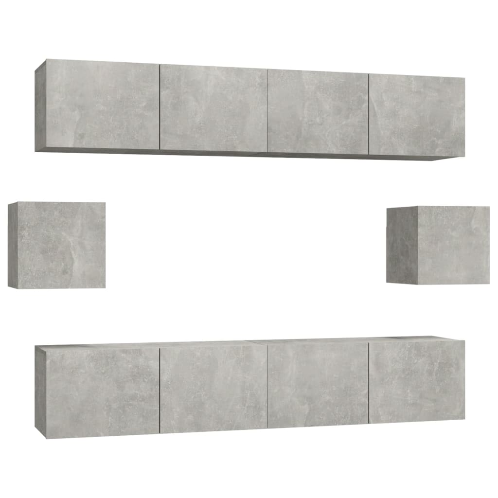 Ensemble de meubles TV 6 pcs Gris béton Bois d'ingénierie - XIOS