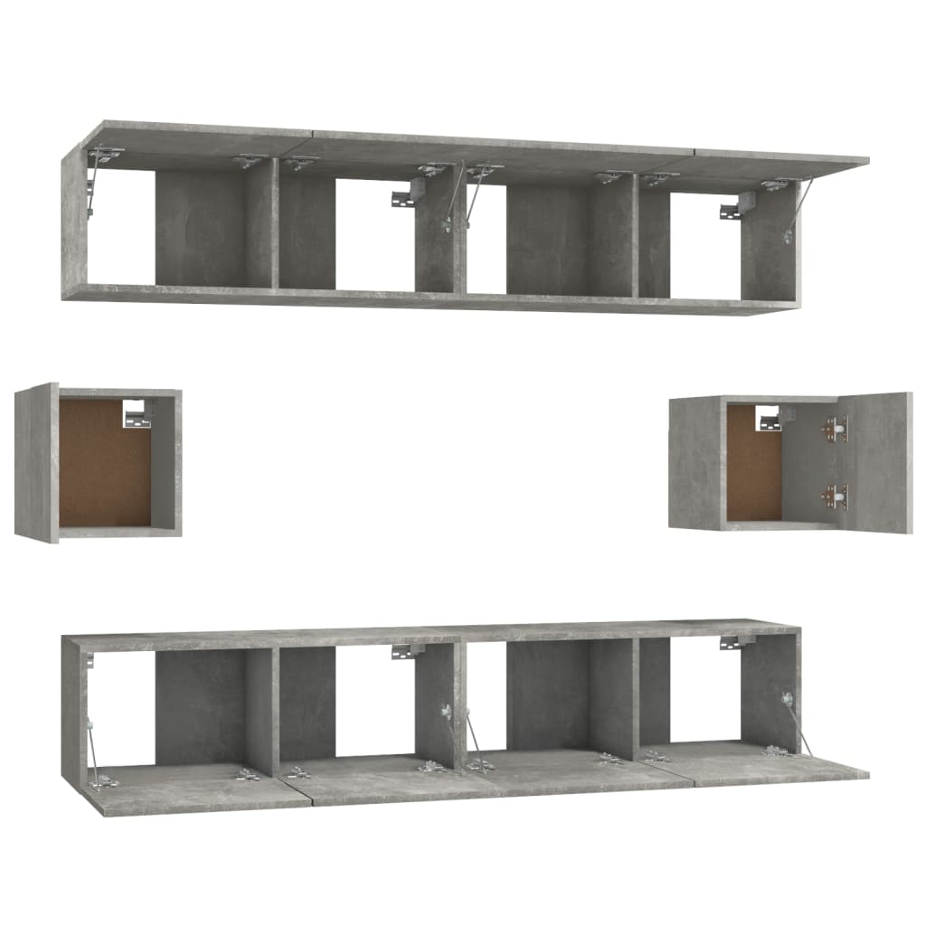 Ensemble de meubles TV 6 pcs Gris béton Bois d'ingénierie - XIOS