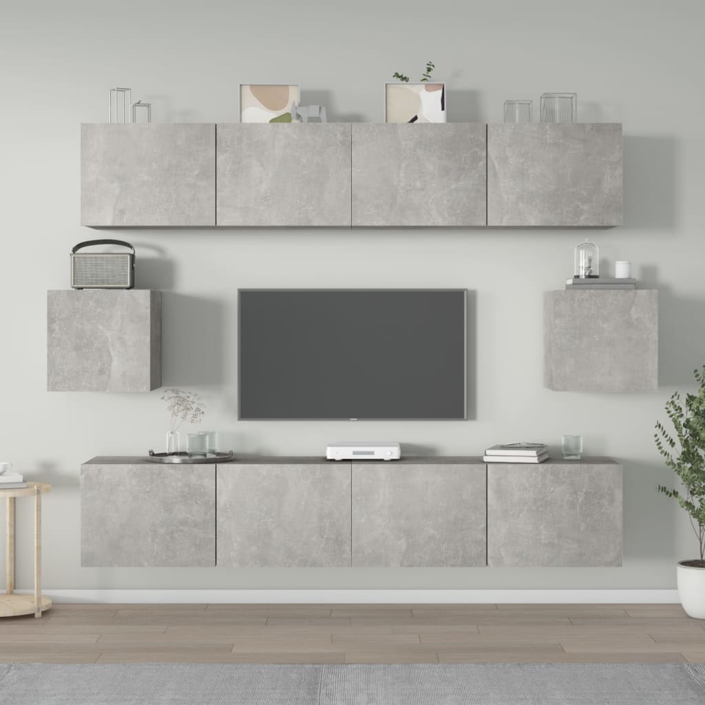Ensemble de meubles TV 6 pcs Gris béton Bois d'ingénierie - XIOS