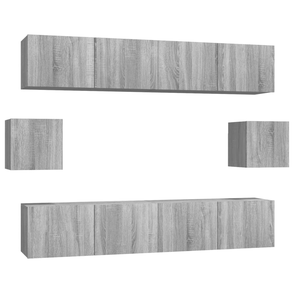 Ensemble de meubles TV 6 pcs Sonoma gris Bois d'ingénierie - XIOS
