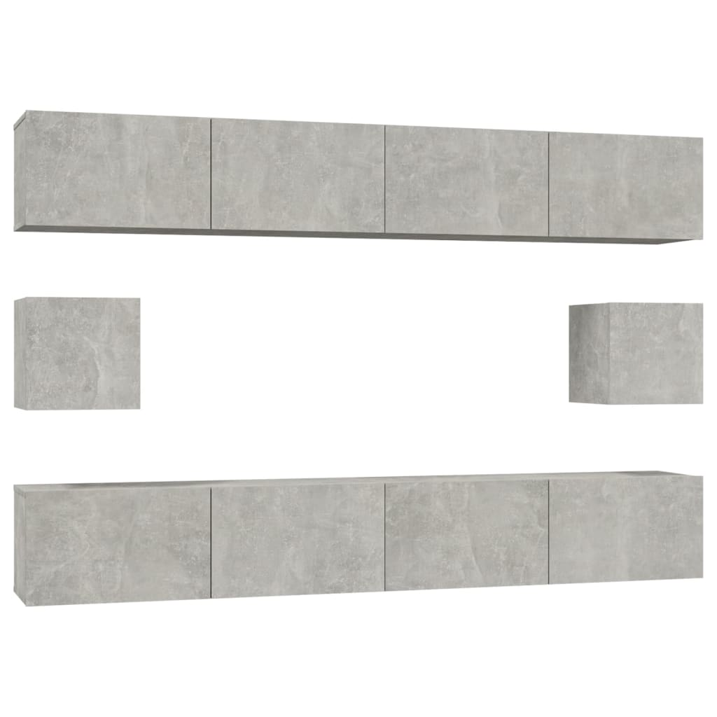Ensemble de meubles TV 6 pcs Gris béton Bois d'ingénierie - XIOS