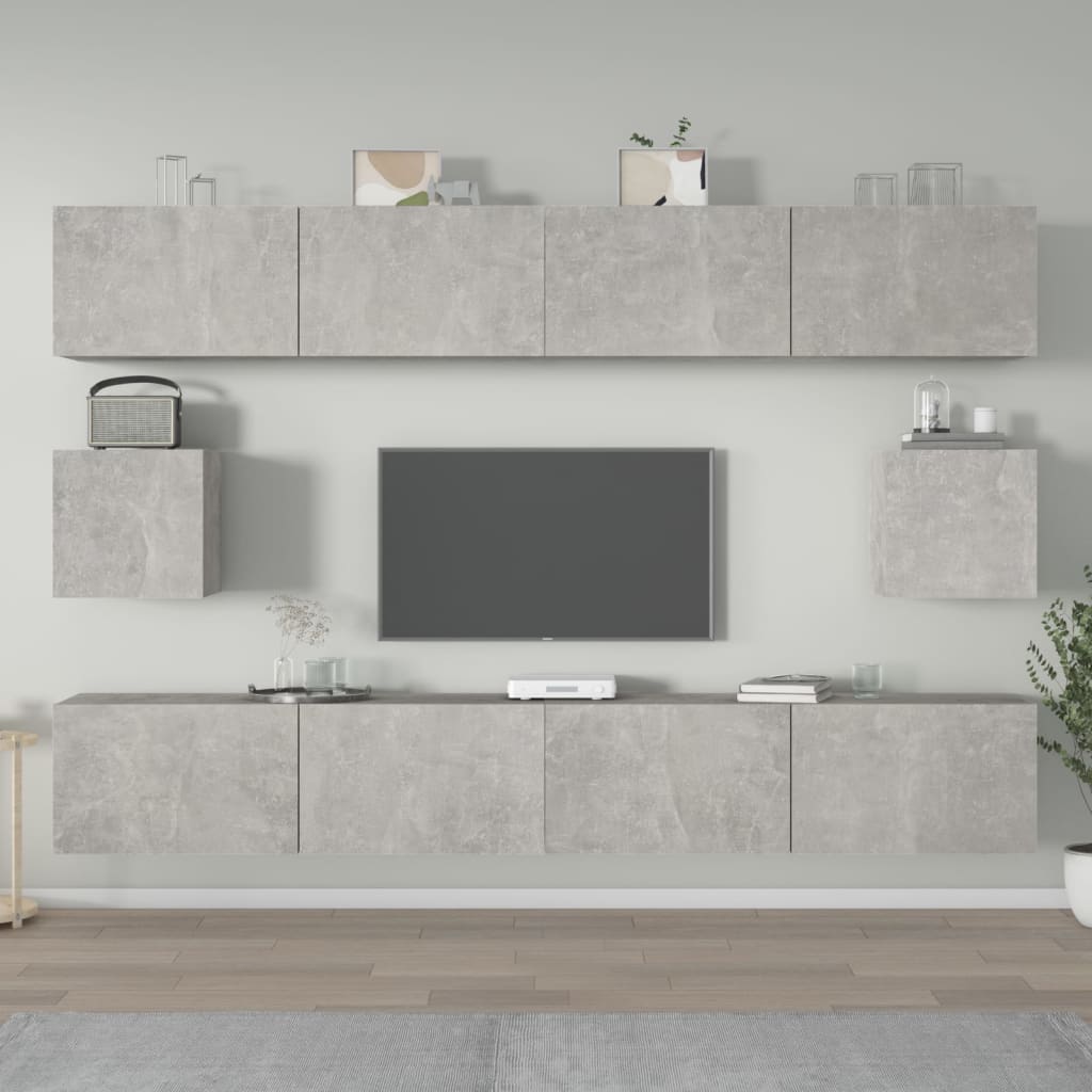 Ensemble de meubles TV 6 pcs Gris béton Bois d'ingénierie - XIOS