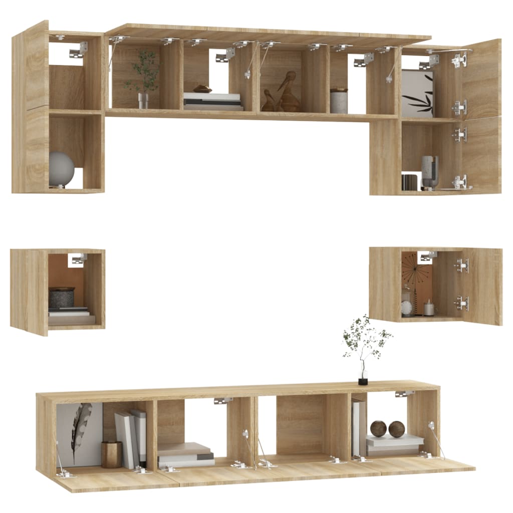 Ensemble de meubles TV 8 pcs Chêne sonoma Bois d'ingénierie - XIOS